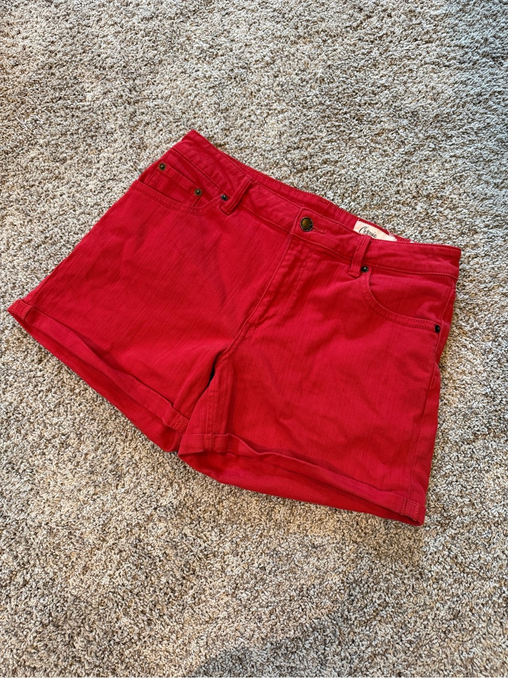 Red Women’s Corduroy Shorts - Cosmic Blue Love